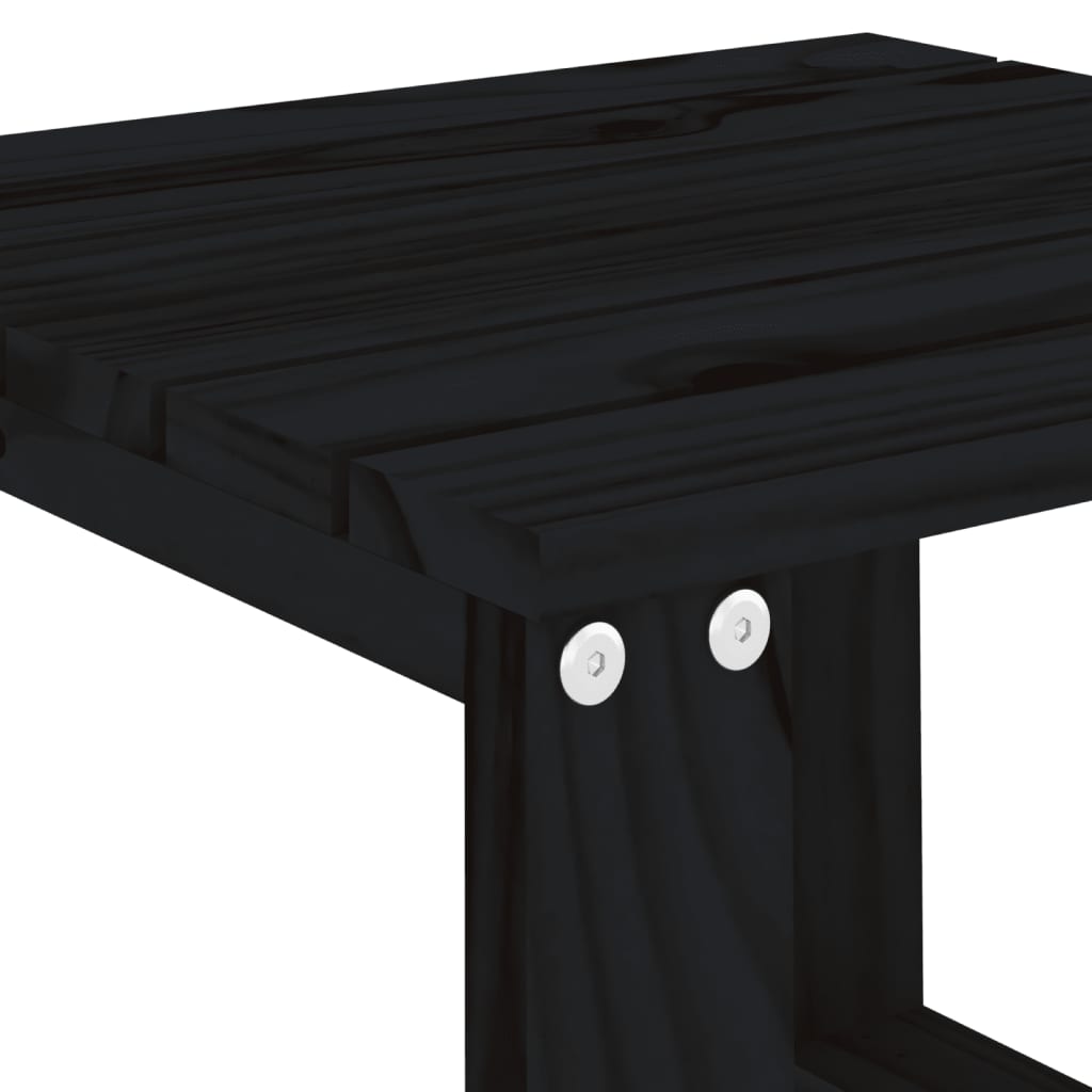 Tavolino da Giardino Nero 40x38x28,5 cm Legno Massello Pino 825083
