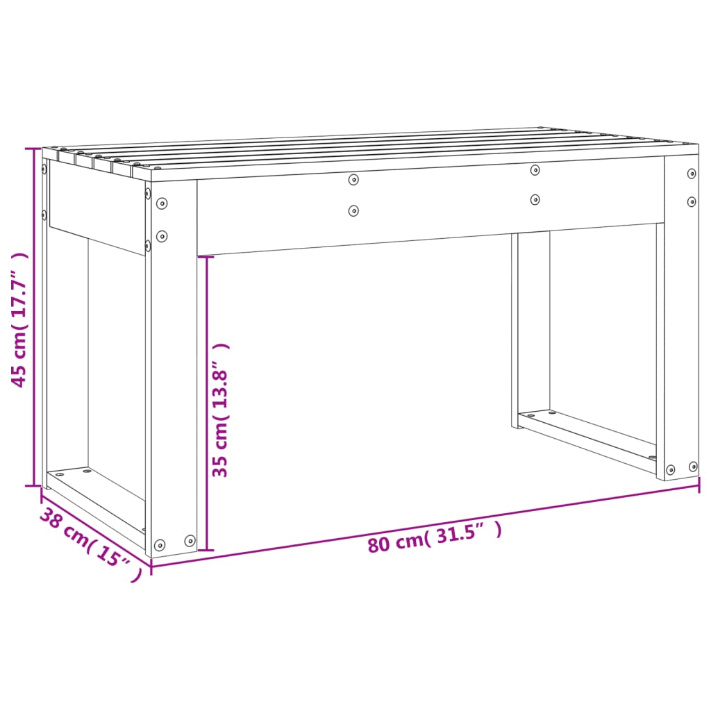 Panca da Giardino Grigia 80x38x45 cm Legno Massello di Pino 825088