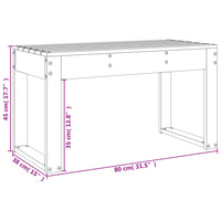 Panca da Giardino Grigia 80x38x45 cm Legno Massello di Pino 825088