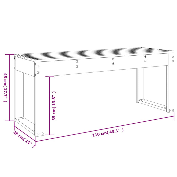 Panca da Giardino Bianca 110x38x45 cm Legno Massello di Pino 825094