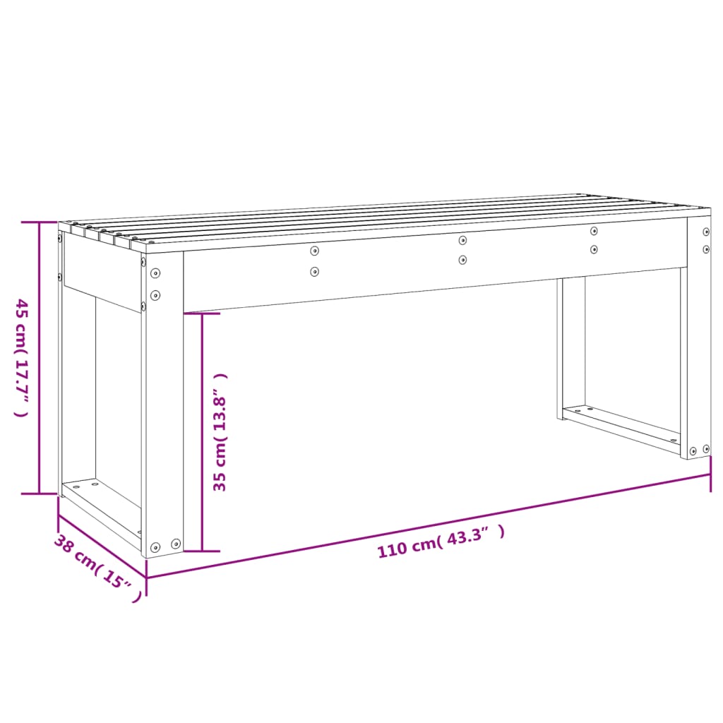 Panca da Giardino 110x38x45 cm in Legno Massello di Douglas 825098