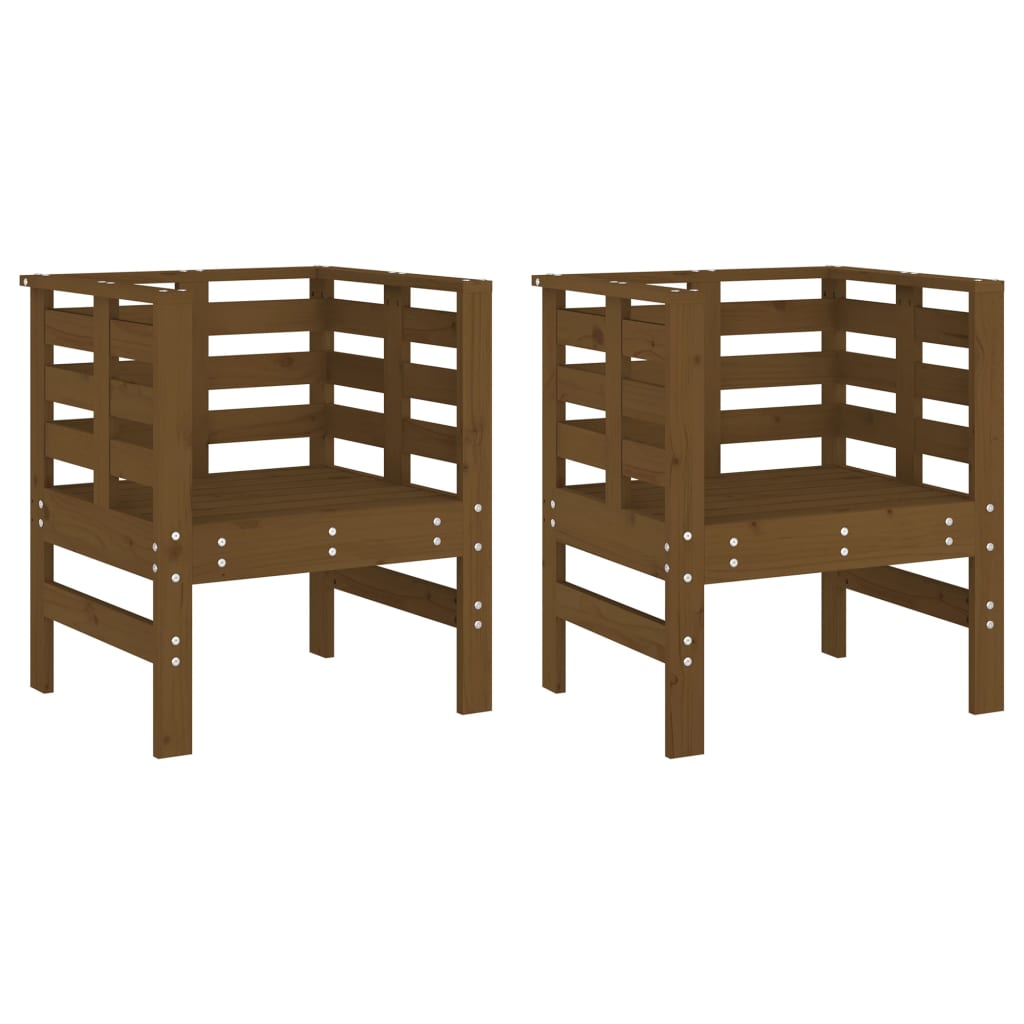 Sedie da Giardino 2pz Miele 61,5x53x71cm Legno Massello di Pino 825131