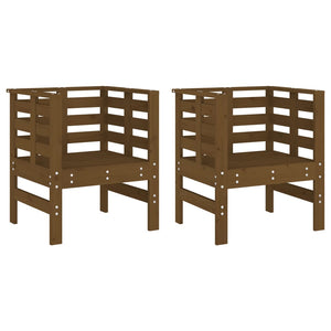 Sedie da Giardino 2pz Miele 61,5x53x71cm Legno Massello di Pino 825131