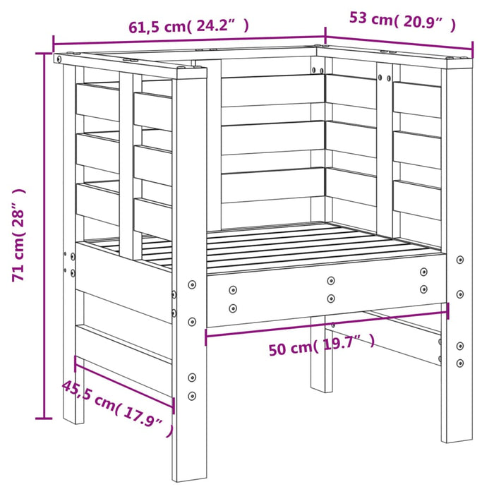 Sedie da Giardino 2pz Miele 61,5x53x71cm Legno Massello di Pino 825131