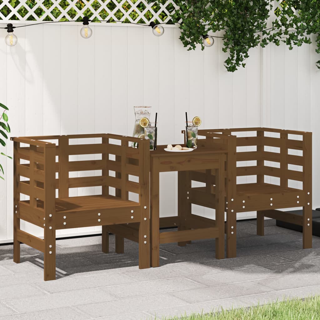 Sedie da Giardino 2pz Miele 61,5x53x71cm Legno Massello di Pino 825131