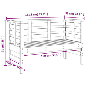 Panca da Giardino Nera 111,5x53x71 cm Legno Massello di Pino 825139