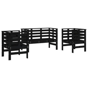 Set Salotto da Giardino 3 pz Nero in Legno Massello di Pino 825146