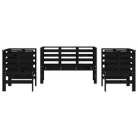 Set Salotto da Giardino 3 pz Nero in Legno Massello di Pino 825146