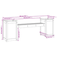 Panchina con Fioriera Grigia 180x36x63cm Legno Massello di Pino 825165