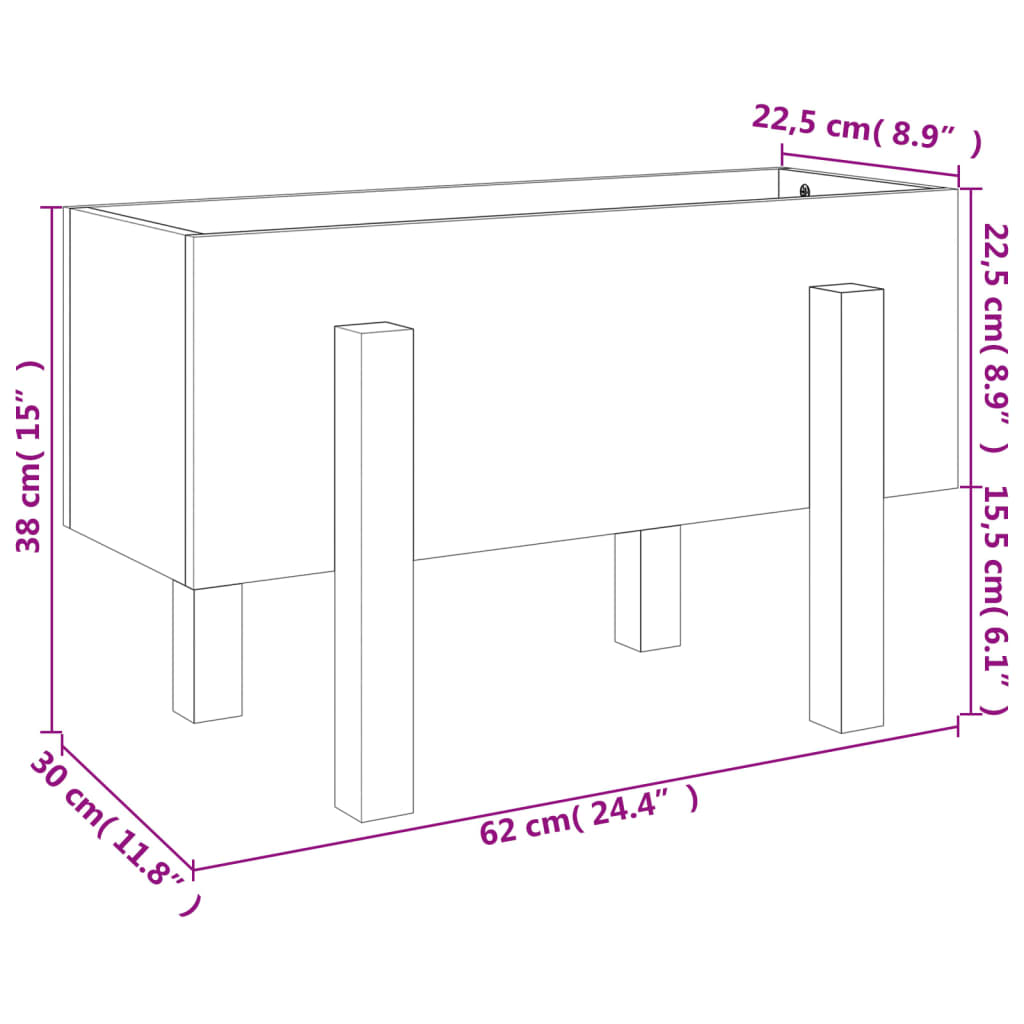 Fioriera da Giardino 62x30x38 cm in Legno Massello di Pino 825177