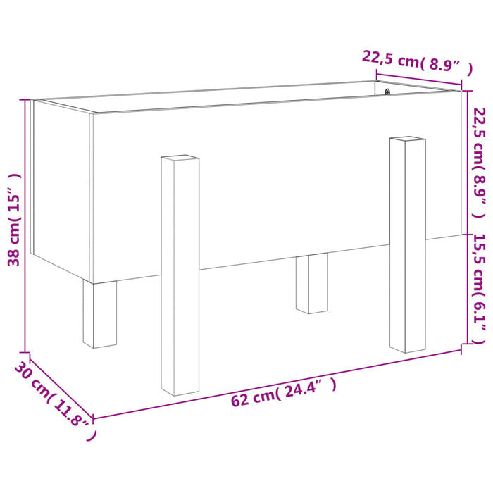 Fioriera da Giardino 62x30x38 cm in Legno Massello di Pino 825177