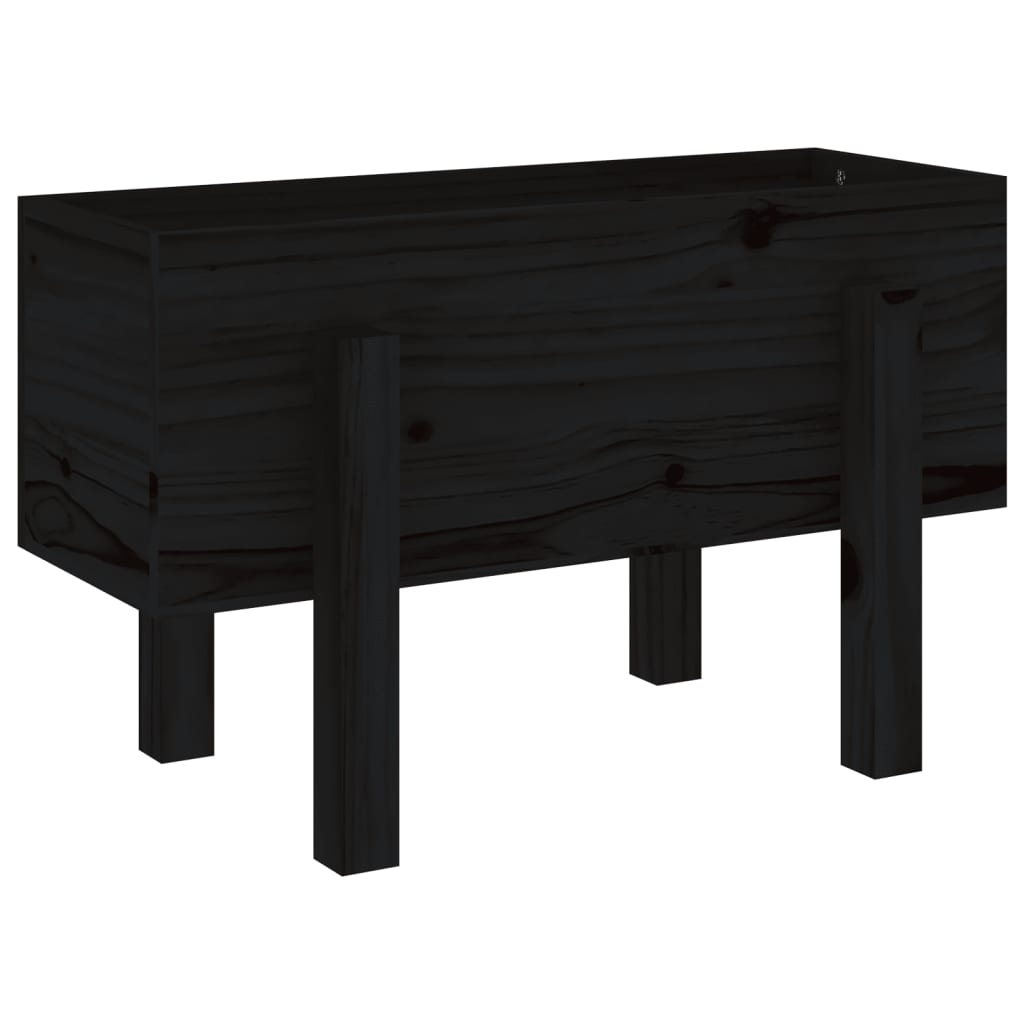 Fioriera da Giardino Nera 62x30x38 cm Legno Massello di Pinocod mxl 79314