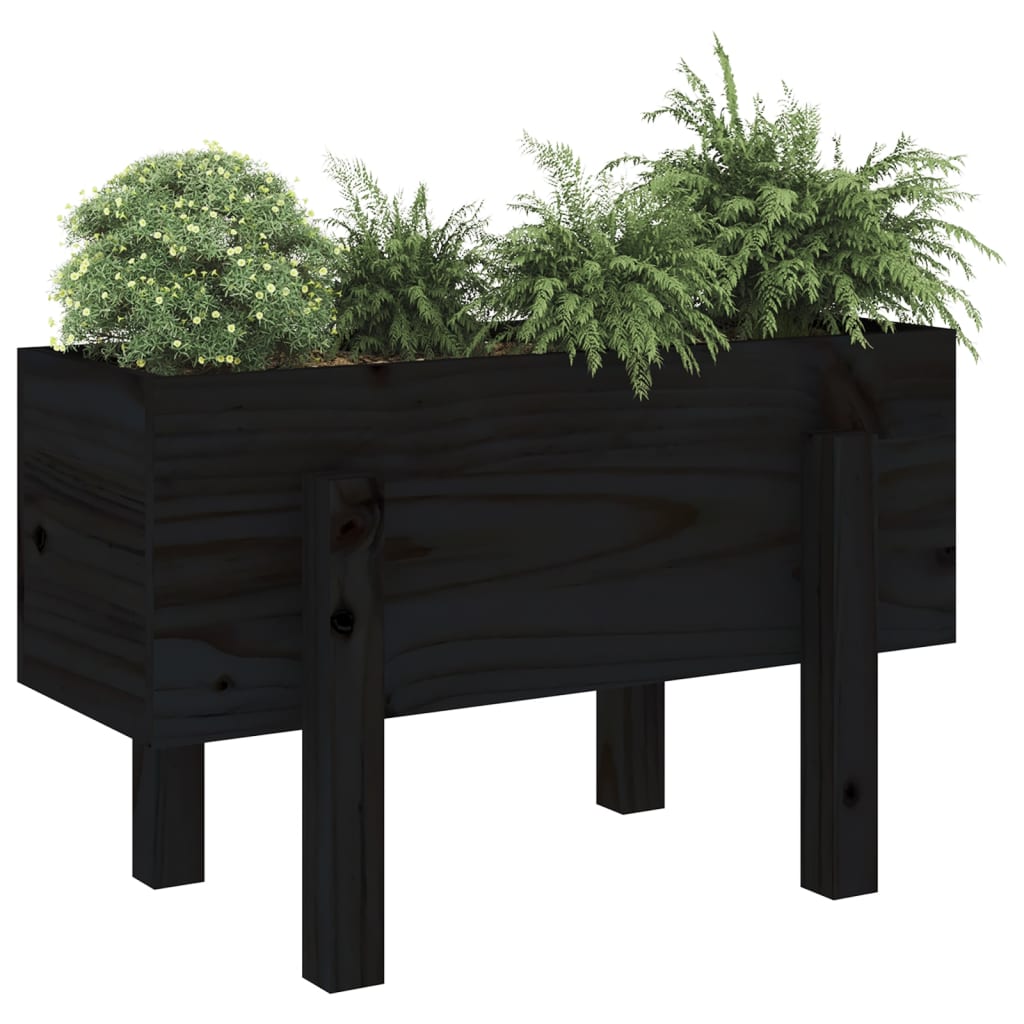 Fioriera da Giardino Nera 62x30x38 cm Legno Massello di Pinocod mxl 79314