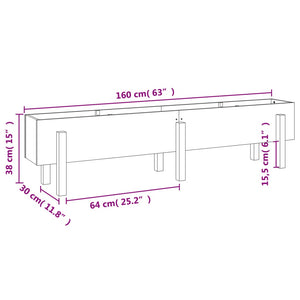 Fioriera Rialzata Giardino 160x30x38 cm Legno Massello Douglas 825196