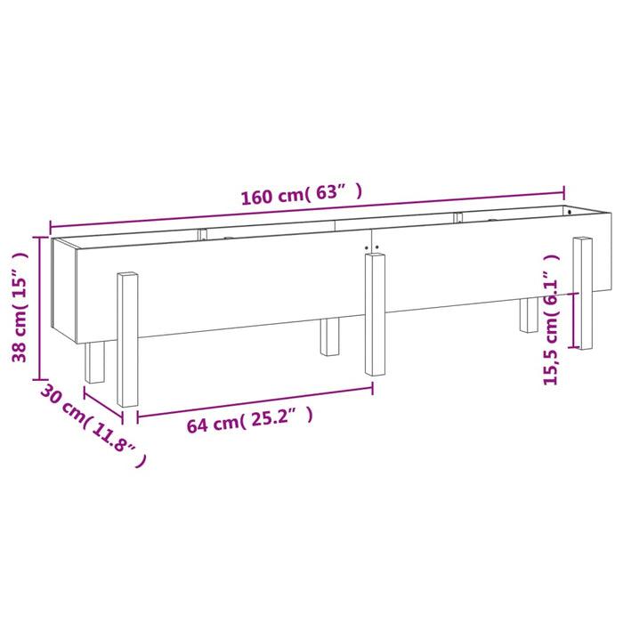 Fioriera Rialzata Giardino 160x30x38 cm Legno Massello Douglas 825196