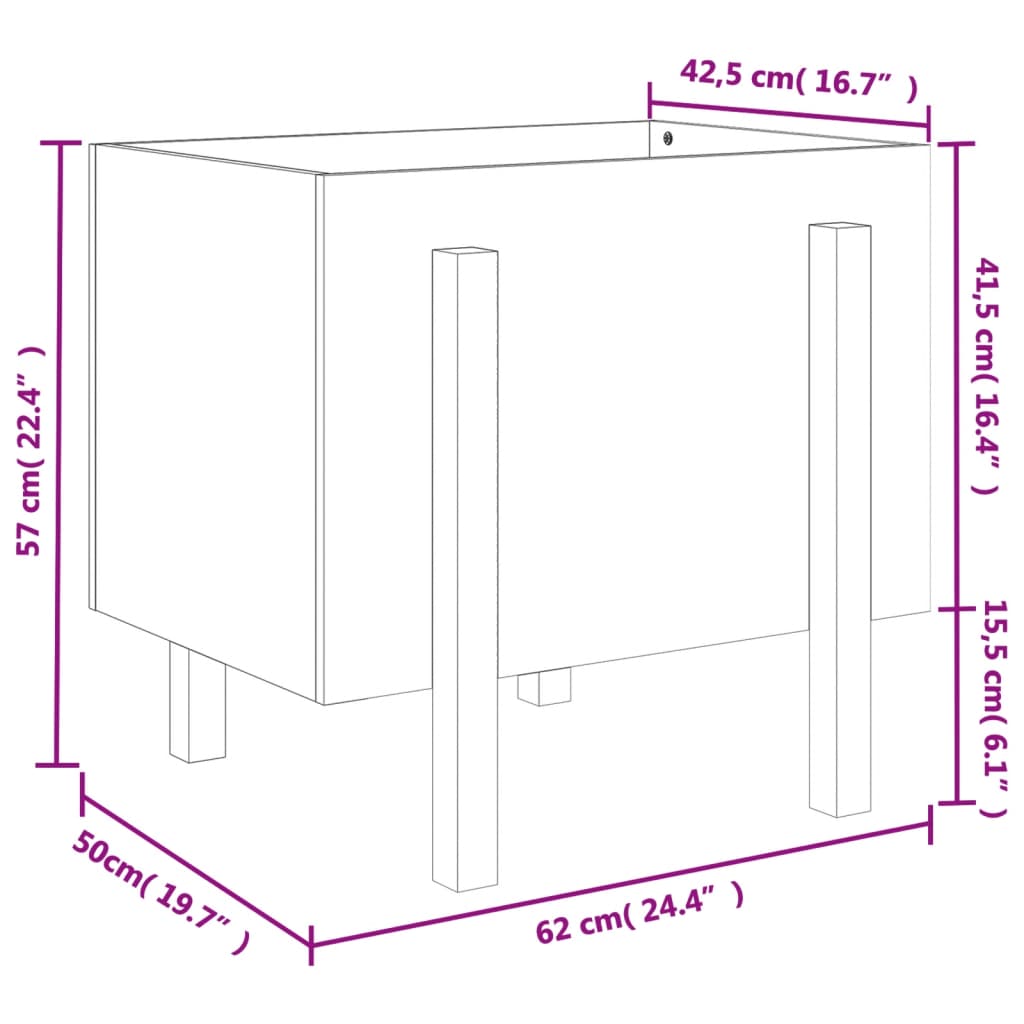 Fioriera da Giardino Nera 62x50x57 cm in Legno Massello di Pino 825209