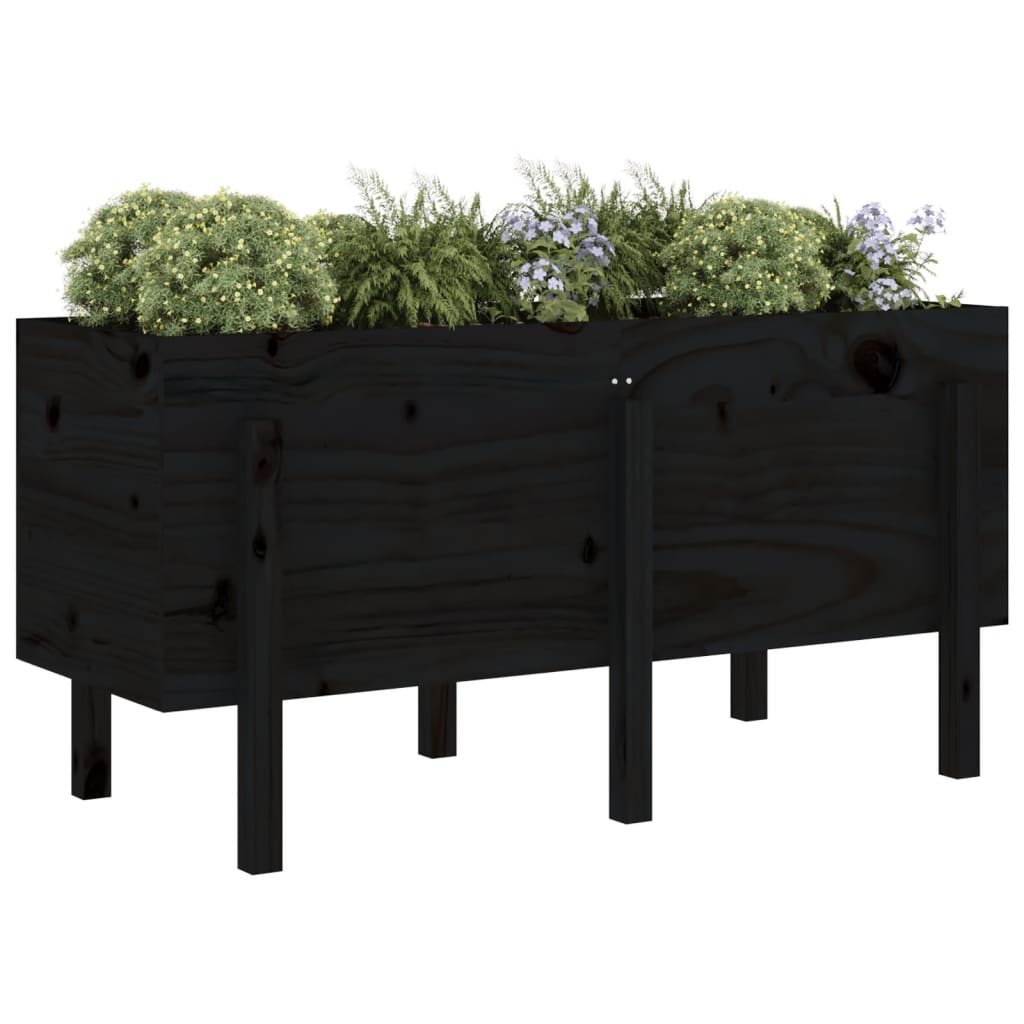 Fioriera Rialzata da Giardino Nera 121x50x57 cm Massello Pinocod mxl 79785