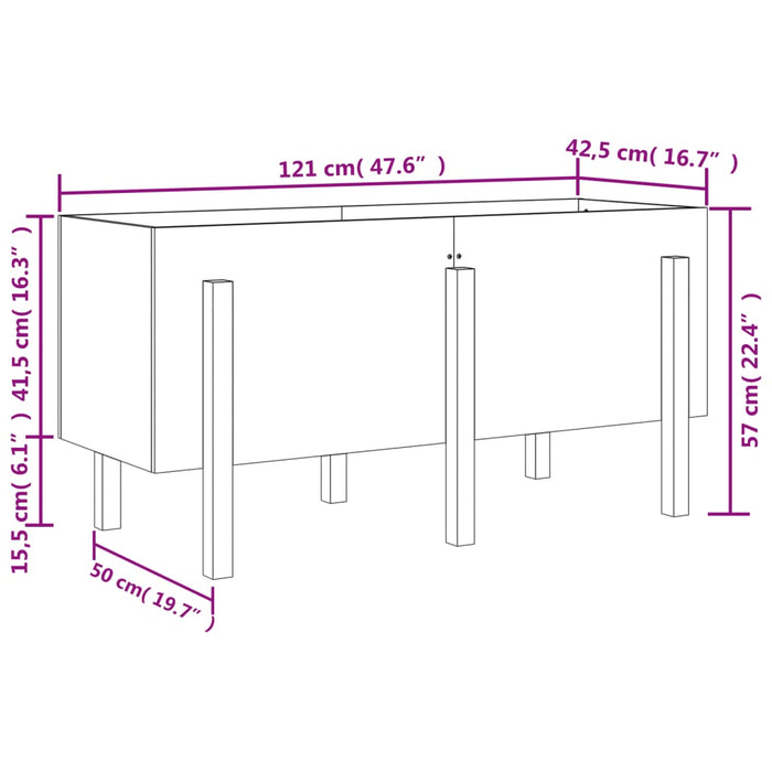 Fioriera Rialzata Giardino 121x50x57 cm Legno Massello Douglas 825231