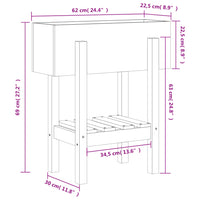 Fioriera da Giardino Nera 62x30x69 cm Legno Massello di Pino 825237