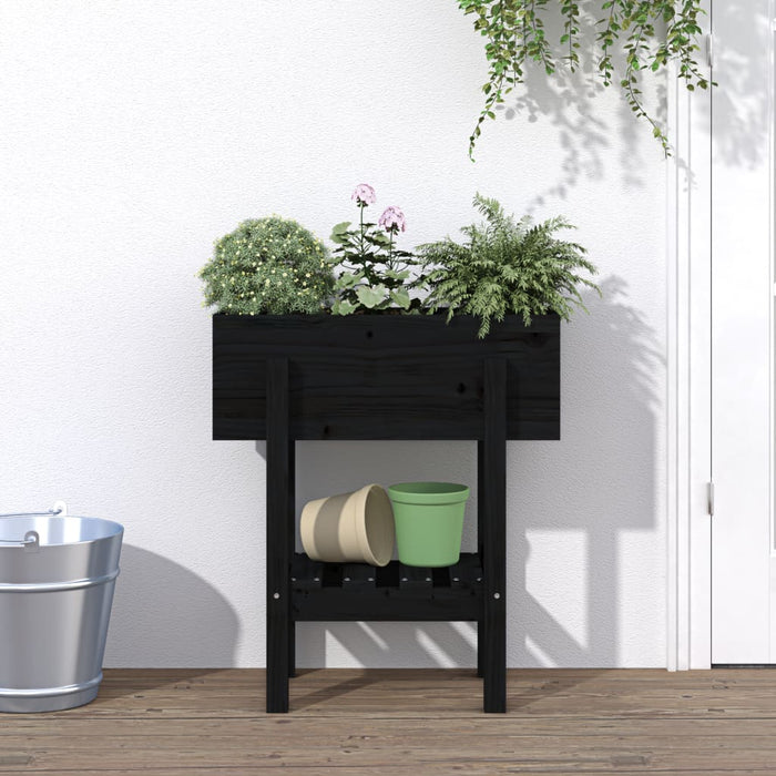 Fioriera da Giardino Nera 62x30x69 cm Legno Massello di Pino 825237