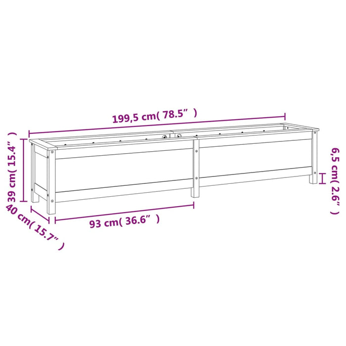 Fioriera Rialzata da Giardino 199,5x40x39cm Legno Massello Pino 825268