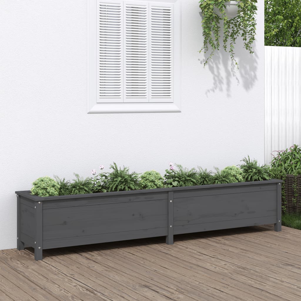 Fioriera Rialzata Giardino Grigia 199,5x40x39 cm Massello Pinocod mxl 79306