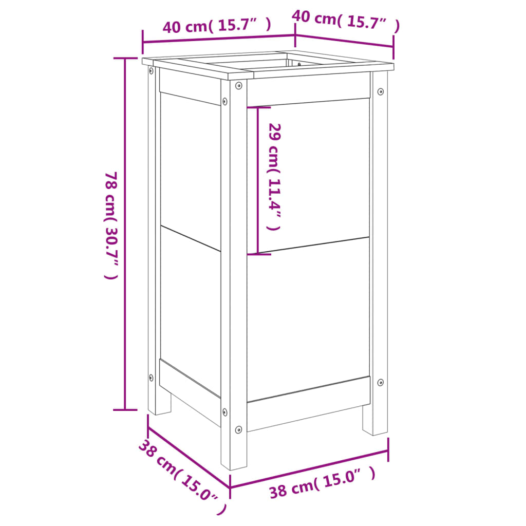 Fioriera da Giardino Miele 40x40x78 cm Legno Massello di Pino 825278