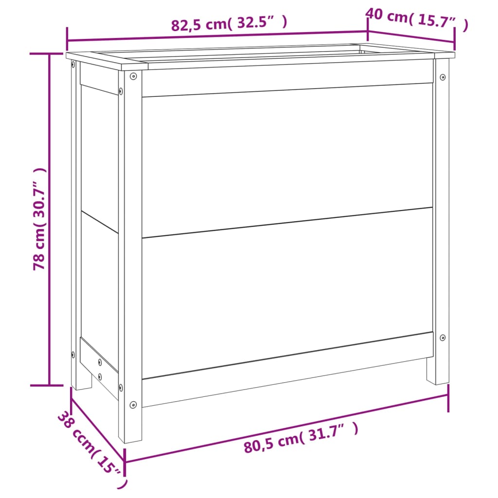 Fioriera da Giardino 82,5x40x78 cm in Legno Massello di Pino 825282