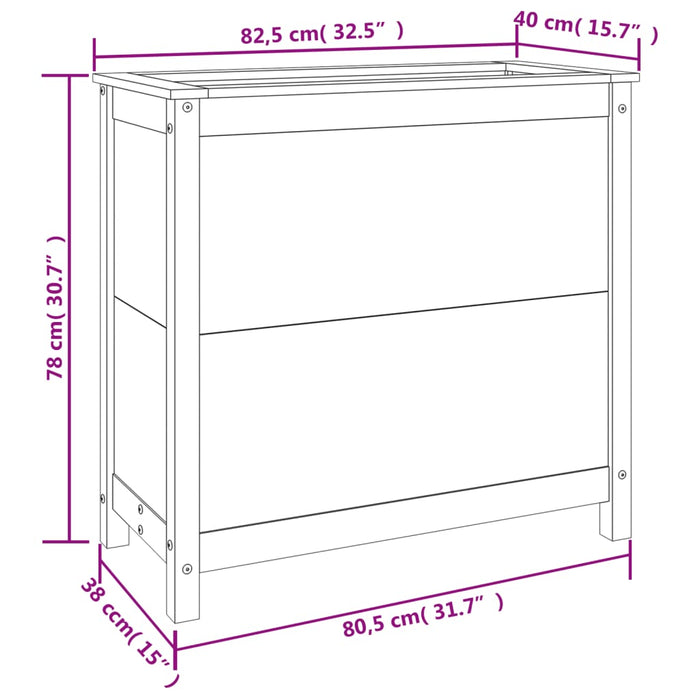 Fioriera da Giardino Bianca 82,5x40x78cm Legno Massello di Pino 825283