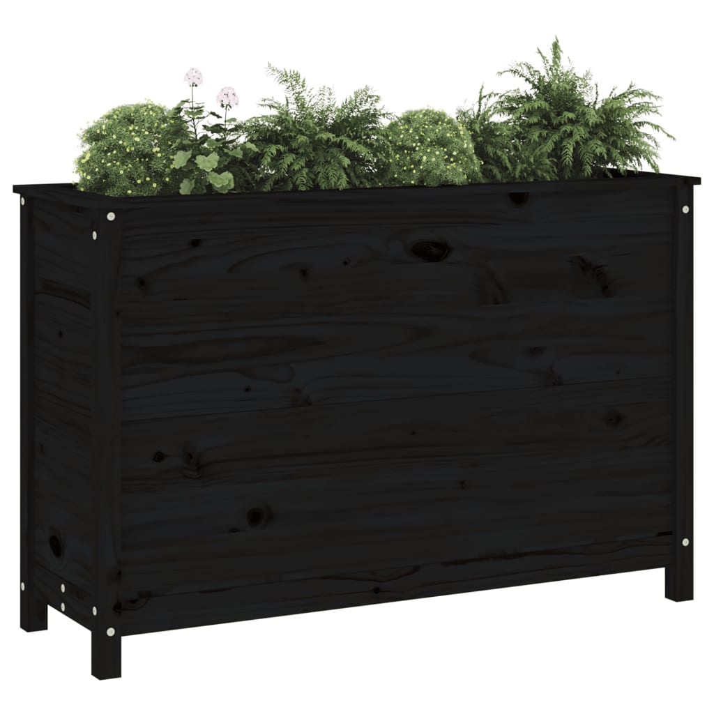 Fioriera Rialzata Giardino Nera 119,5x40x78 cm Massello Pinocod mxl 73458