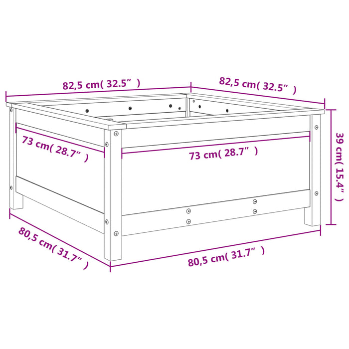 Fioriera da Giardino 82,5x82,5x39 cm in Legno Massello di Pino 825296