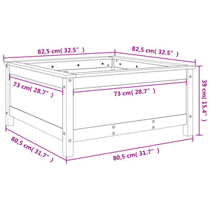 Fioriera da Giardino Nera 82,5x82,5x39cm Legno Massello di Pino 825300