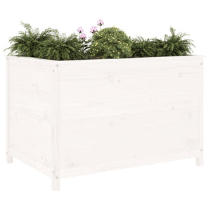 Fioriera Rialzata Giardino Bianca 119,5x82,5x78cm Massello Pino 825311