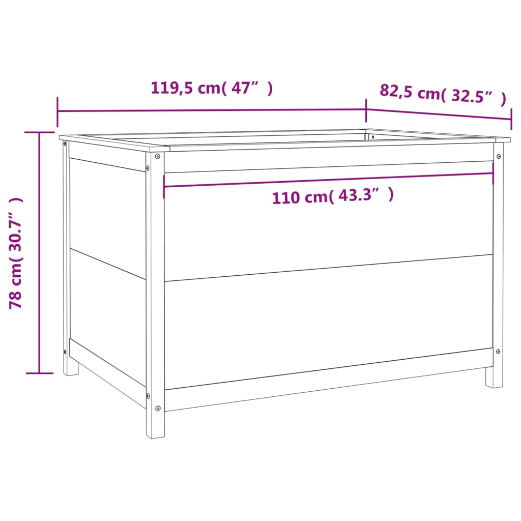 Fioriera Rialzata Giardino Grigia 119,5x82,5x78cm Massello Pino 825312