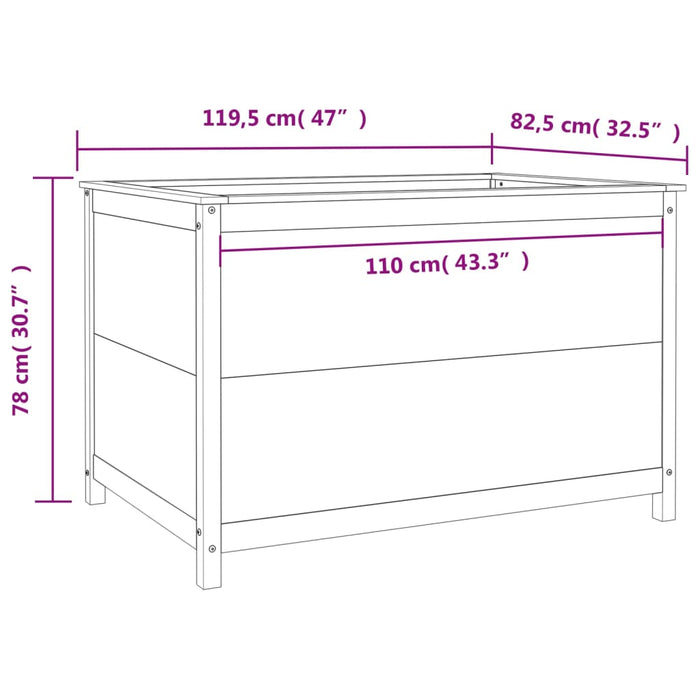 Fioriera Rialzata Giardino Grigia 119,5x82,5x78cm Massello Pino 825312