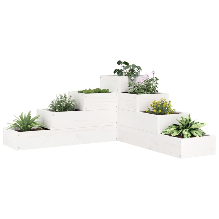 Fioriera Giardino 4 Ripiani Bianca 80,5x79x36cm Massello Pino 825318