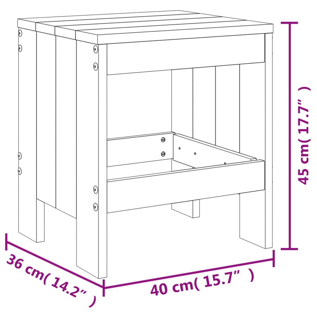 Sgabelli da Giardino 2pz Bianchi 40x36x45cm Legno Massello Pino 825339