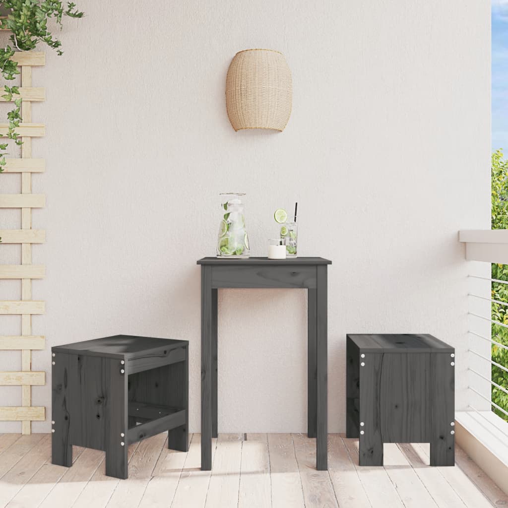 Sgabelli da Giardino 2pz Grigi 40x36x45cm Legno Massello Pino 825340