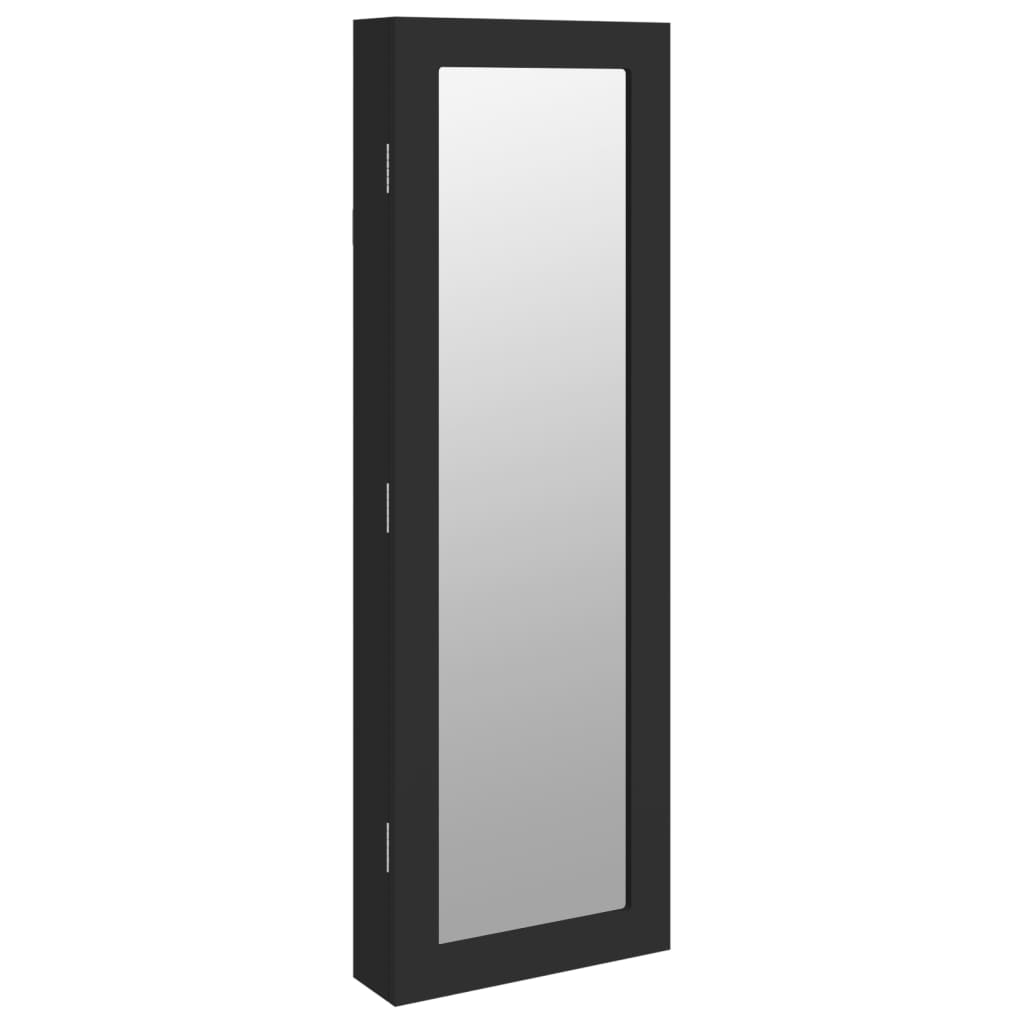 Armadio Portagioie con Specchio a Muro Nero 30x8,5x90 cmcod mxl 119539