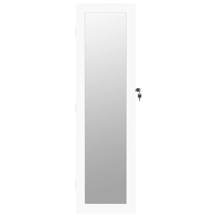 Armadio Portagioie con Specchio a Muro Bianco 30x8,5x106 cm 353214