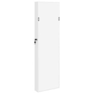 Armadio Portagioie con Specchio a Muro Bianco 30x8,5x106 cm 353214