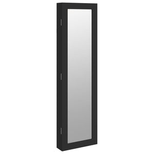 Armadio Portagioie con Specchio a Muro Nero 30x8,5x106 cm 353215