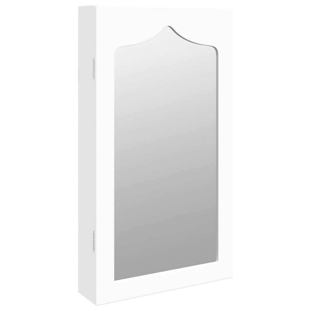 Armadio Portagioie con Specchio a Muro Bianco 37,5x10x67 cm 353220