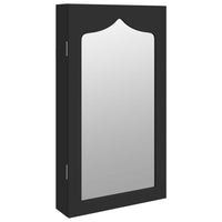 Armadio Portagioie con Specchio a Muro Nero 37,5x10x67 cm 353221