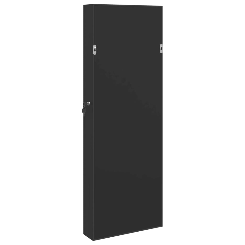 Armadio Portagioie con Specchio a Muro Nero 37,5x10x106 cm 353227