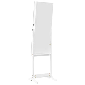 Armadio Portagioie Specchio Autoportante Bianco 42x38x152 cm 353256