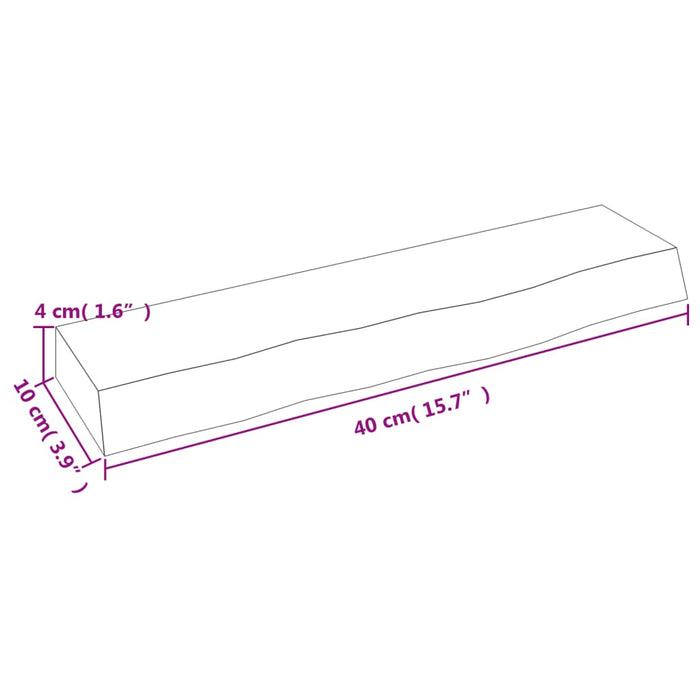 Ripiano a Parete 40x10x4 cm Legno Massello Rovere Non Trattato 363501