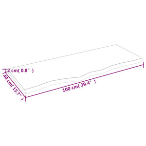 Ripiano a Parete 100x40x2 cm Legno Massello Rovere Non Trattato 363563