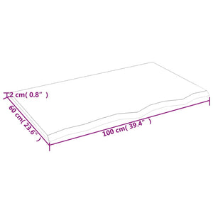 Ripiano a Parete 100x60x2 cm Legno Massello Rovere Non Trattato 363569