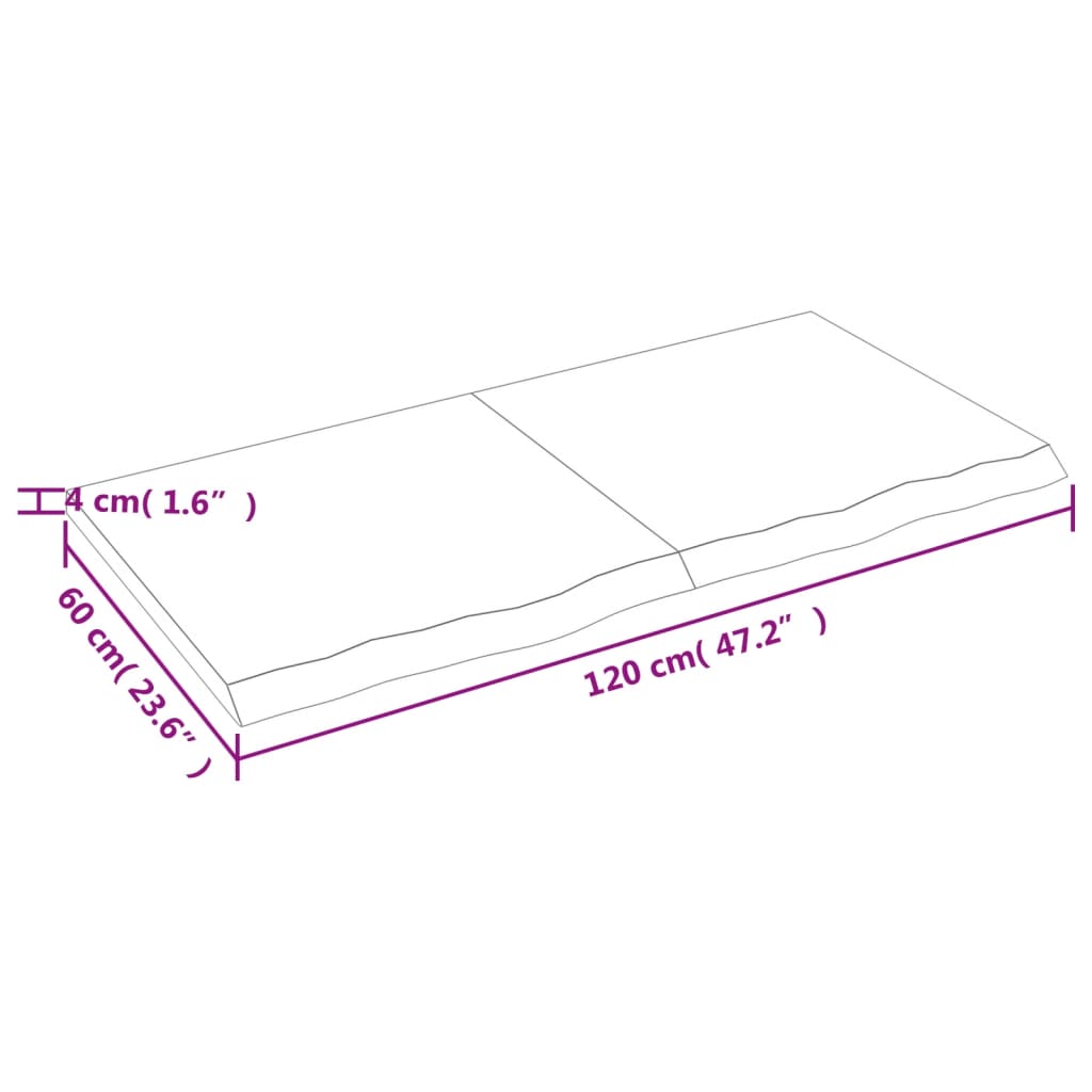 Ripiano a Parete 120x60x(2-4) cm Massello Rovere Non Trattato 363578